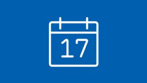 Icon of a white calendar page on a blue background